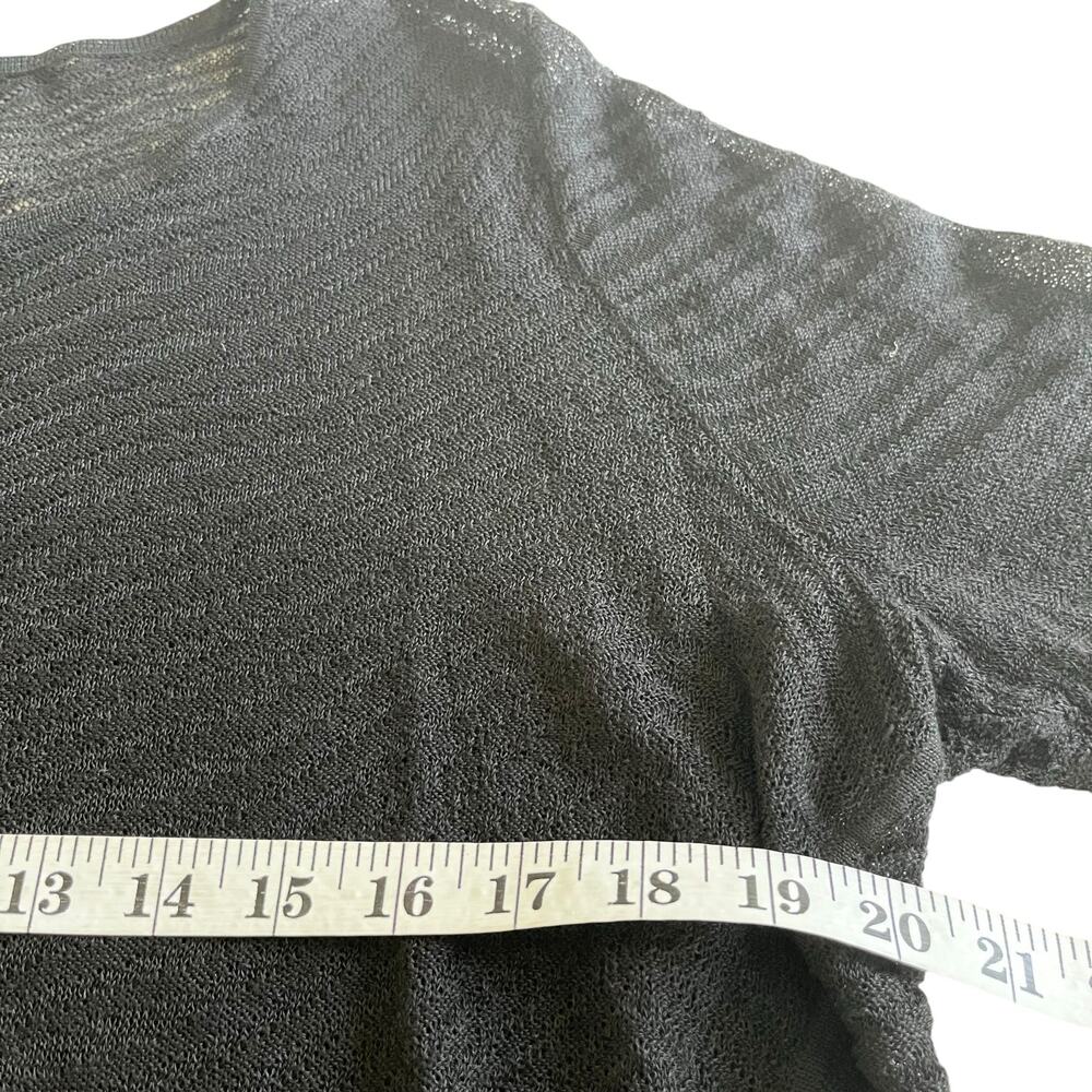 Eileen Fisher Black Hemp Sheer Knit High Low Pullover Sweater Top Size M - Picture 7 of 10